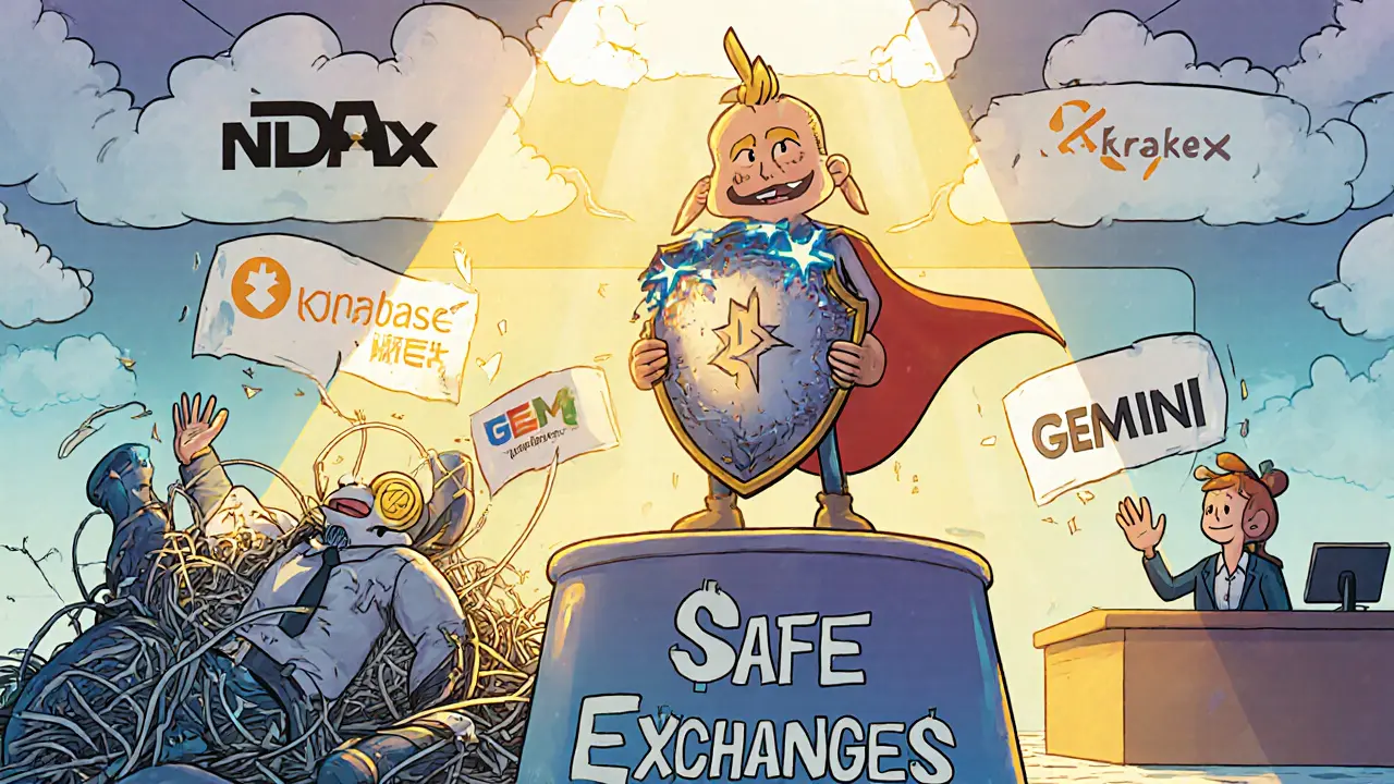 Heroic trader lifts shield of safe exchanges as THDax mascot lies in ruins.