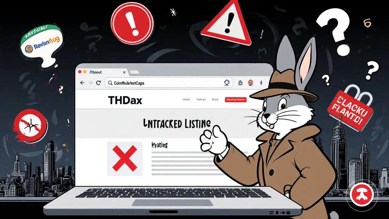 Looney Tunes rabbit detective investigates THDax red flags on a laptop screen.