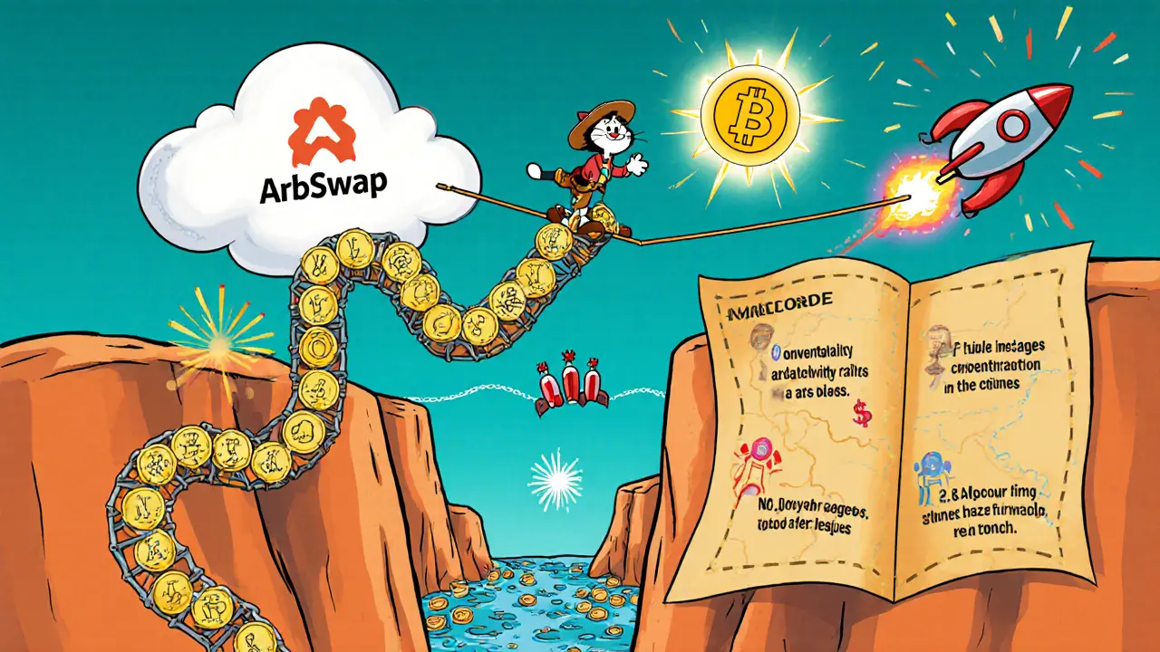 Cat explorer climbing a ladder of tokens toward a glowing governance token on a treasure map.