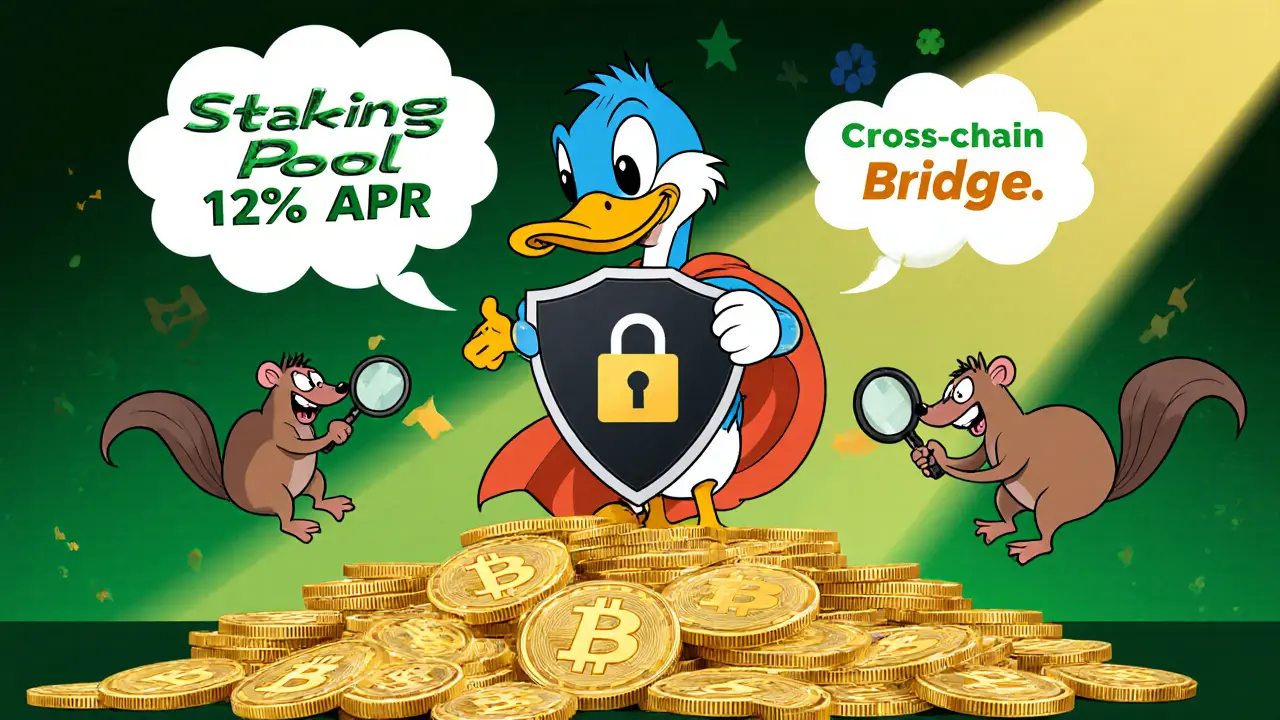 Looney Tunes hero safeguards THG tokens with a hardware wallet.