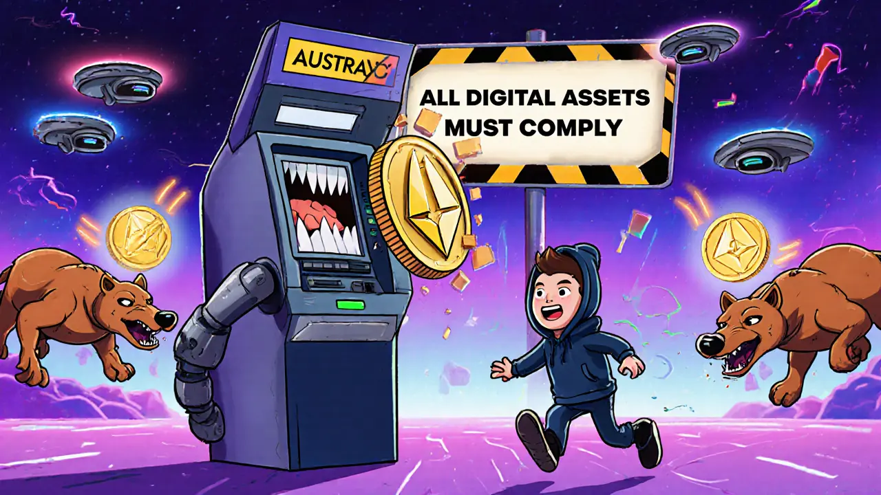 A crypto ATM tries to grab a privacy coin as AUSTRAC drones chase the user in 2026.