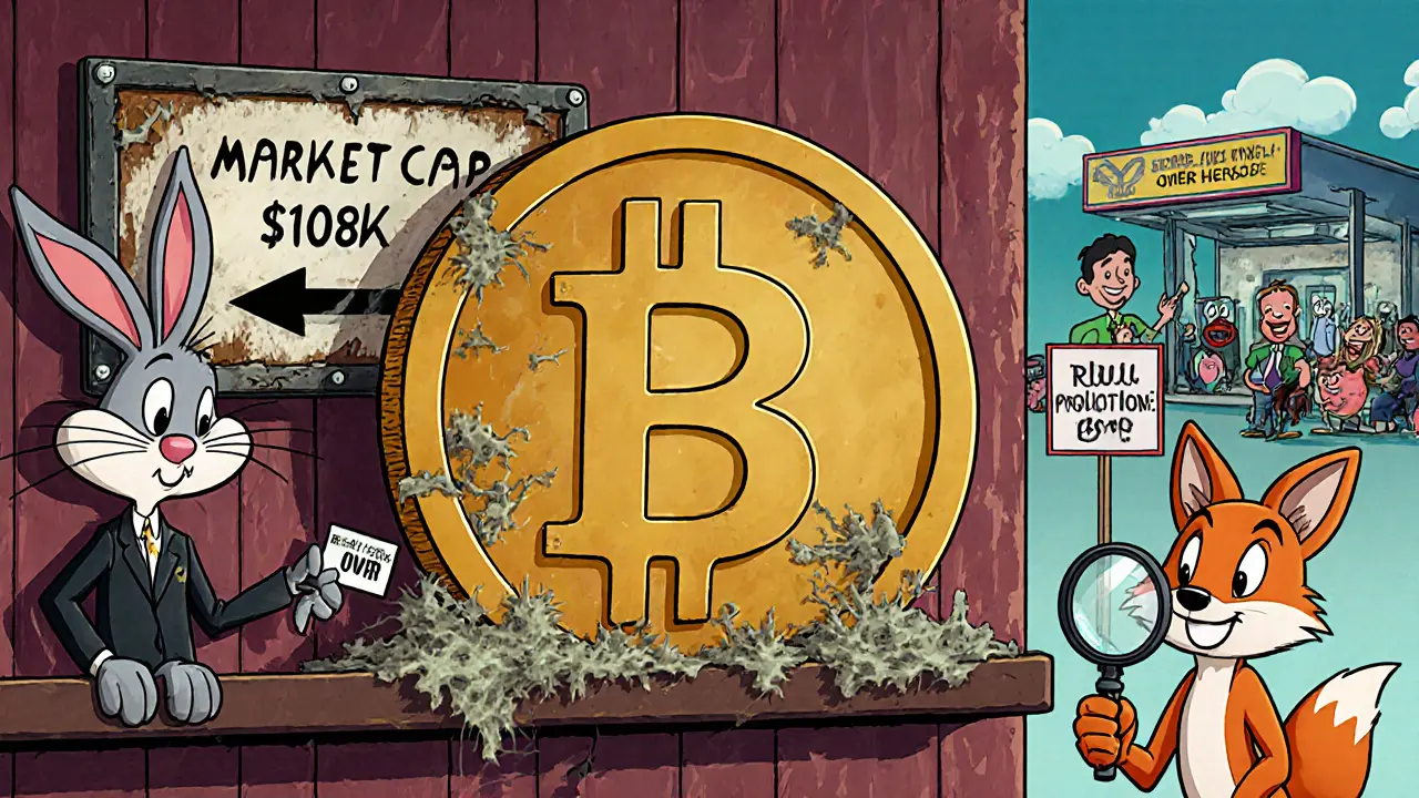 A giant 100 billion ANDX token sits unused on a shelf while a rabbit tries to stake it.