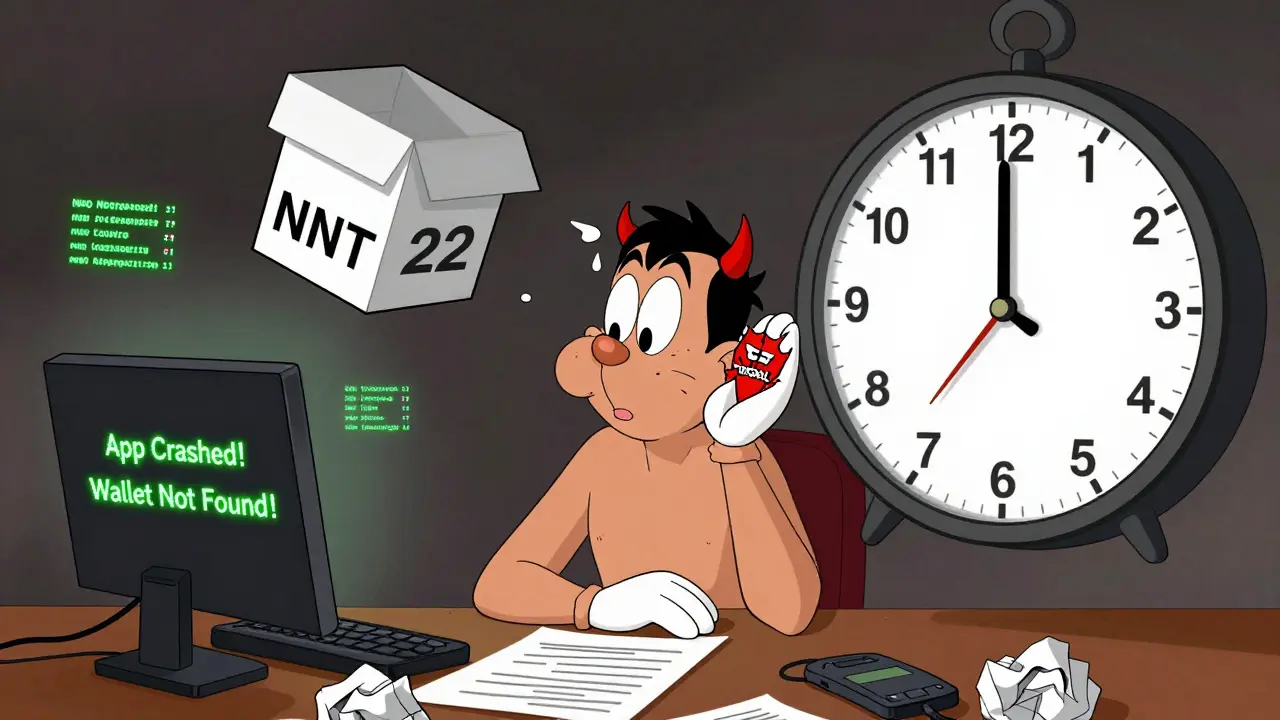 A frustrated fan surrounded by tech glitches and error messages, trying to complete a complex airdrop.