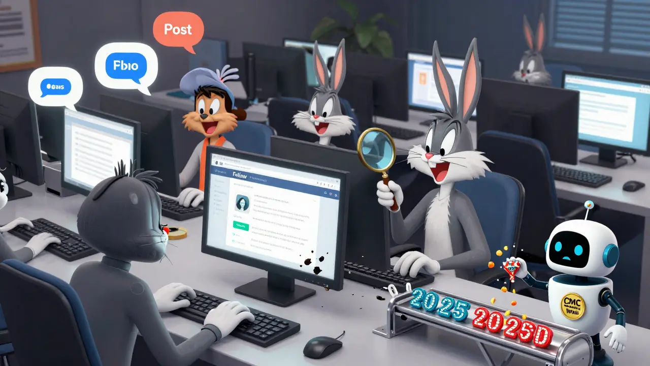 Quirky users typing on keyboards, juggling Discord chats, and rejecting a fake website as a robot hands out MPAD tokens.