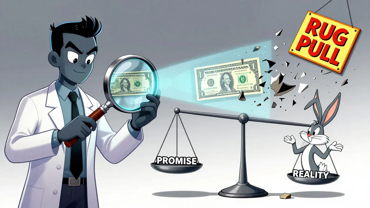 AI agent verifying a bond on one side, while it crumbles into dust on the other