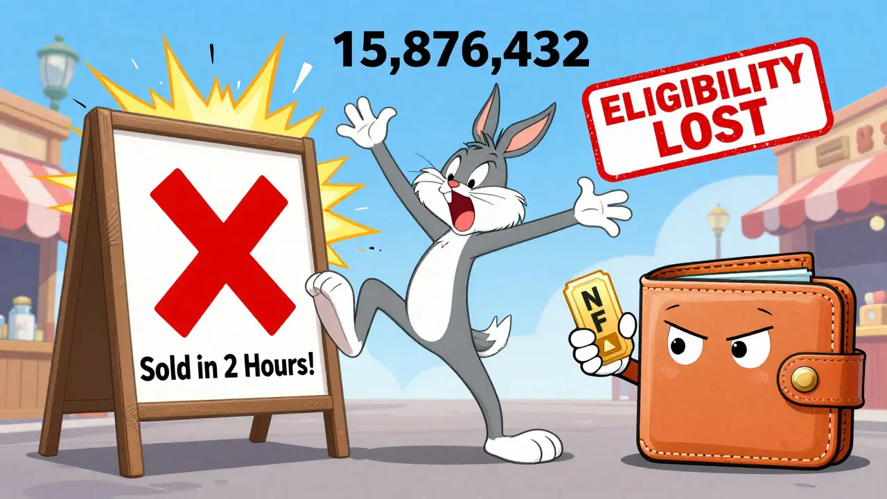 A panicked Metamon losing airdrop eligibility after briefly listing its NFT on a marketplace.