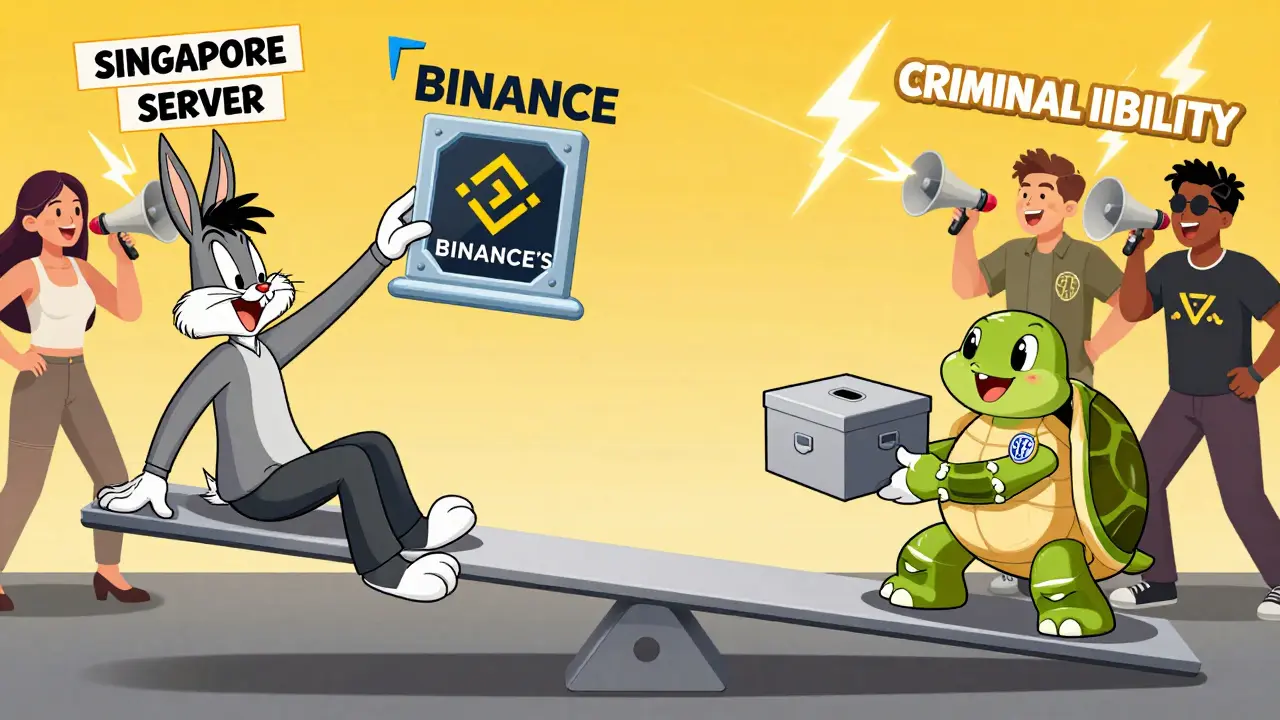 Filipino users on a seesaw: one using a VPN to access Binance, the other safely depositing with Coins.ph, while influencers get zapped.