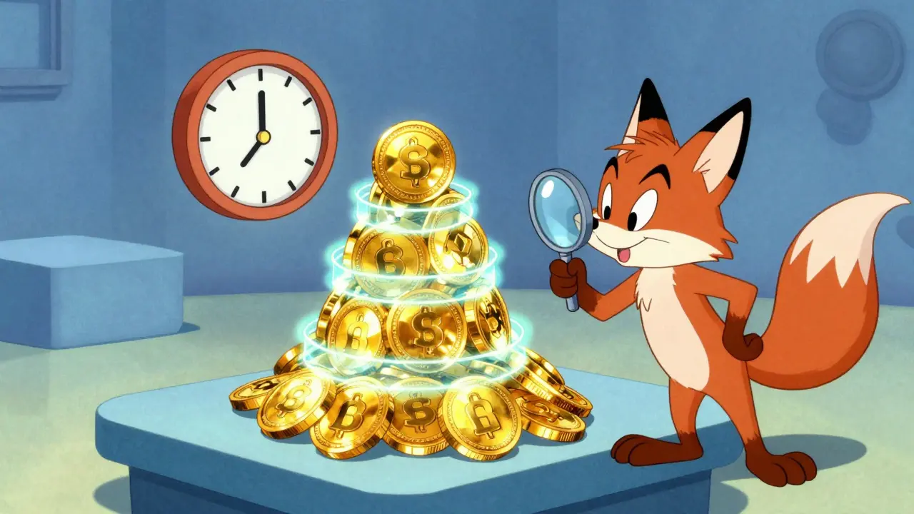 Glowing coins wrapped in energy shield illustrating mana system