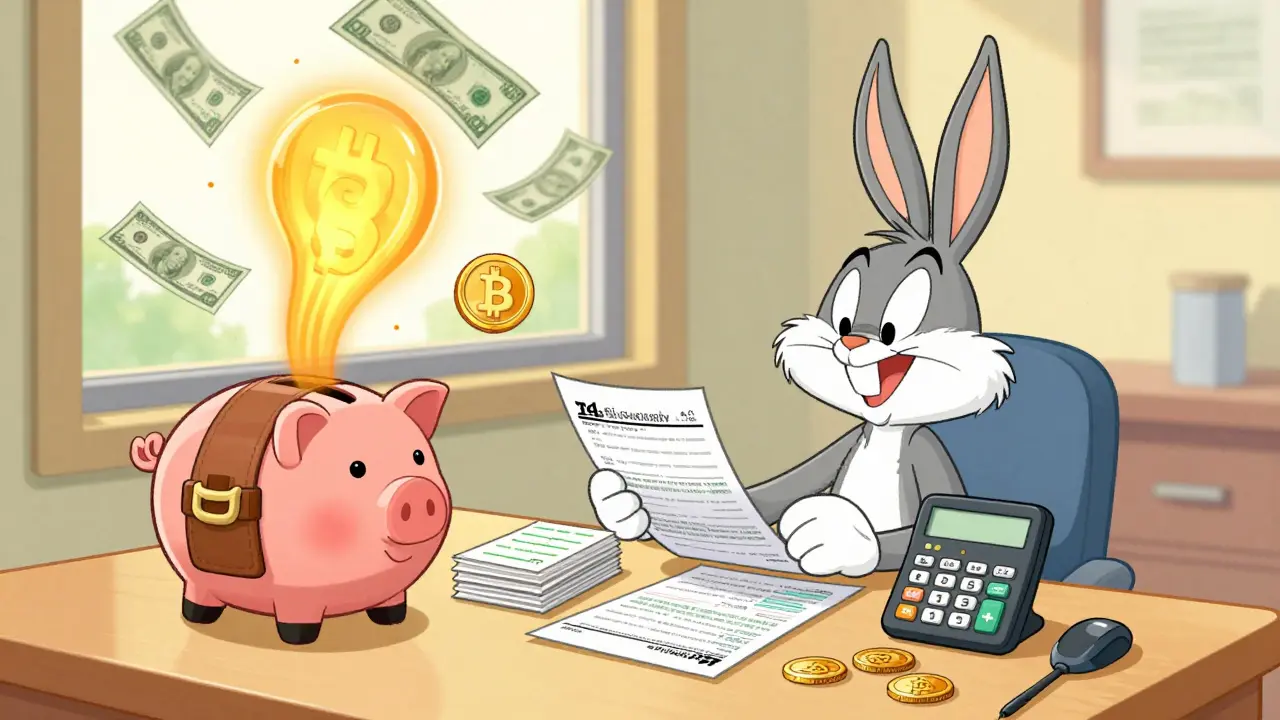Character organizing tax records with secure crypto wallet