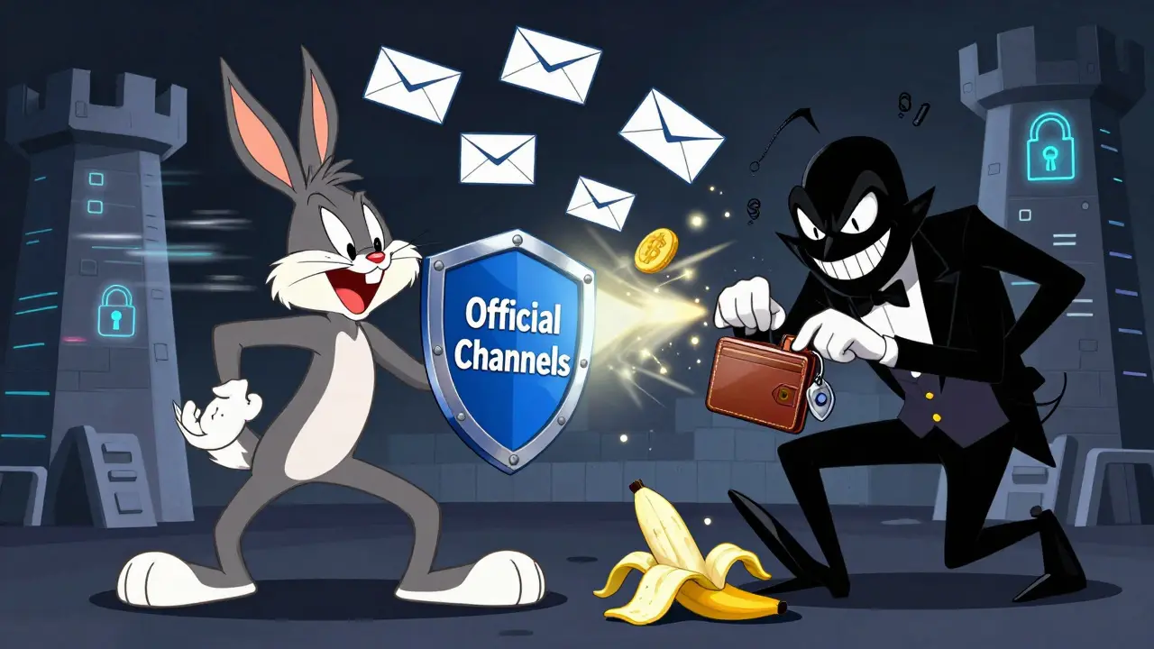 Cartoon hero blocking crypto scams and protecting wallet