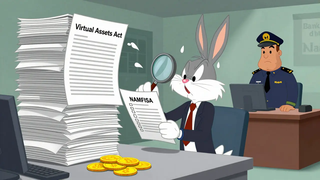 Entrepreneur stressed by towering paperwork and regulators in office