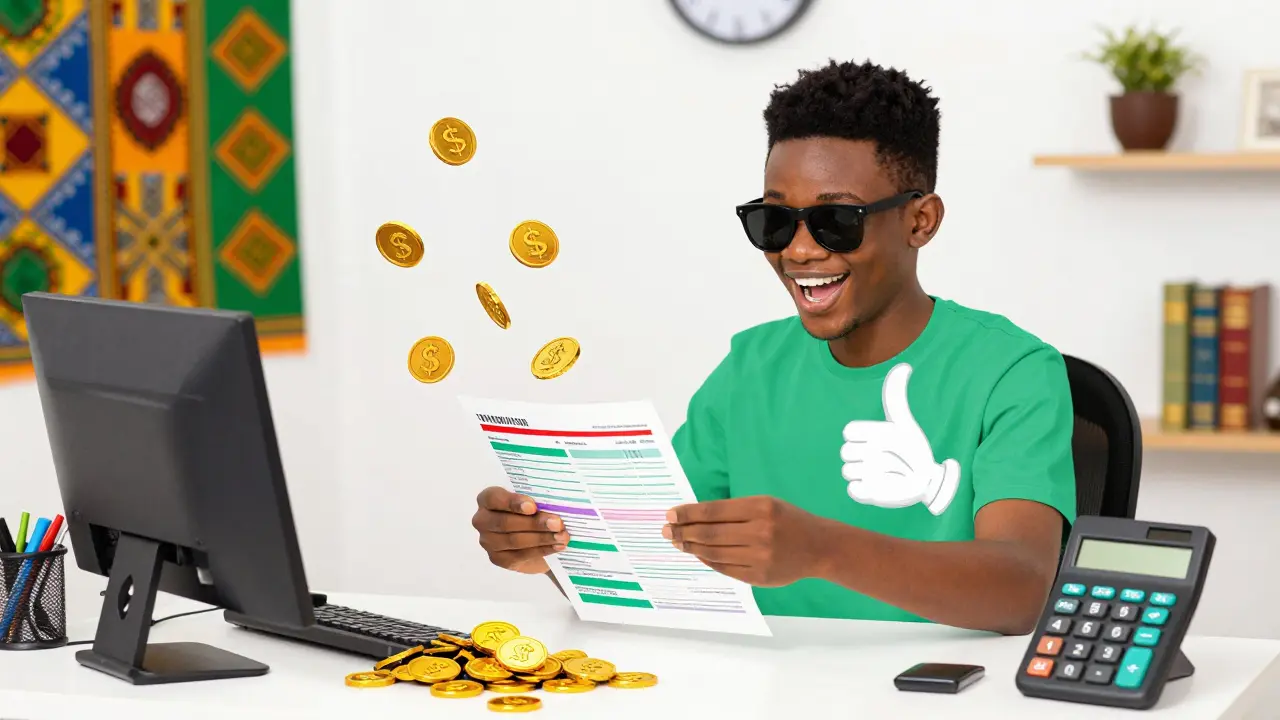 Happy user organizing crypto tax documents