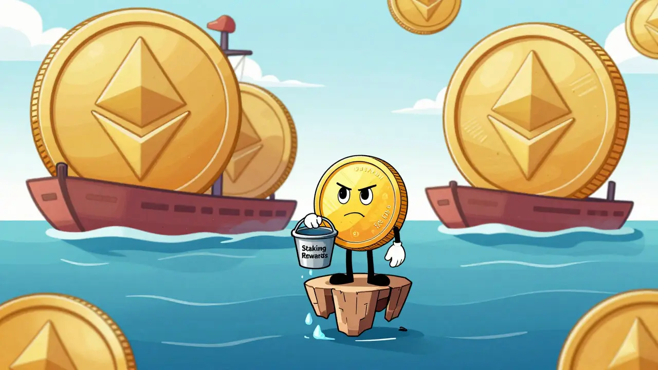 Small coin on tiny platform vs giant coins