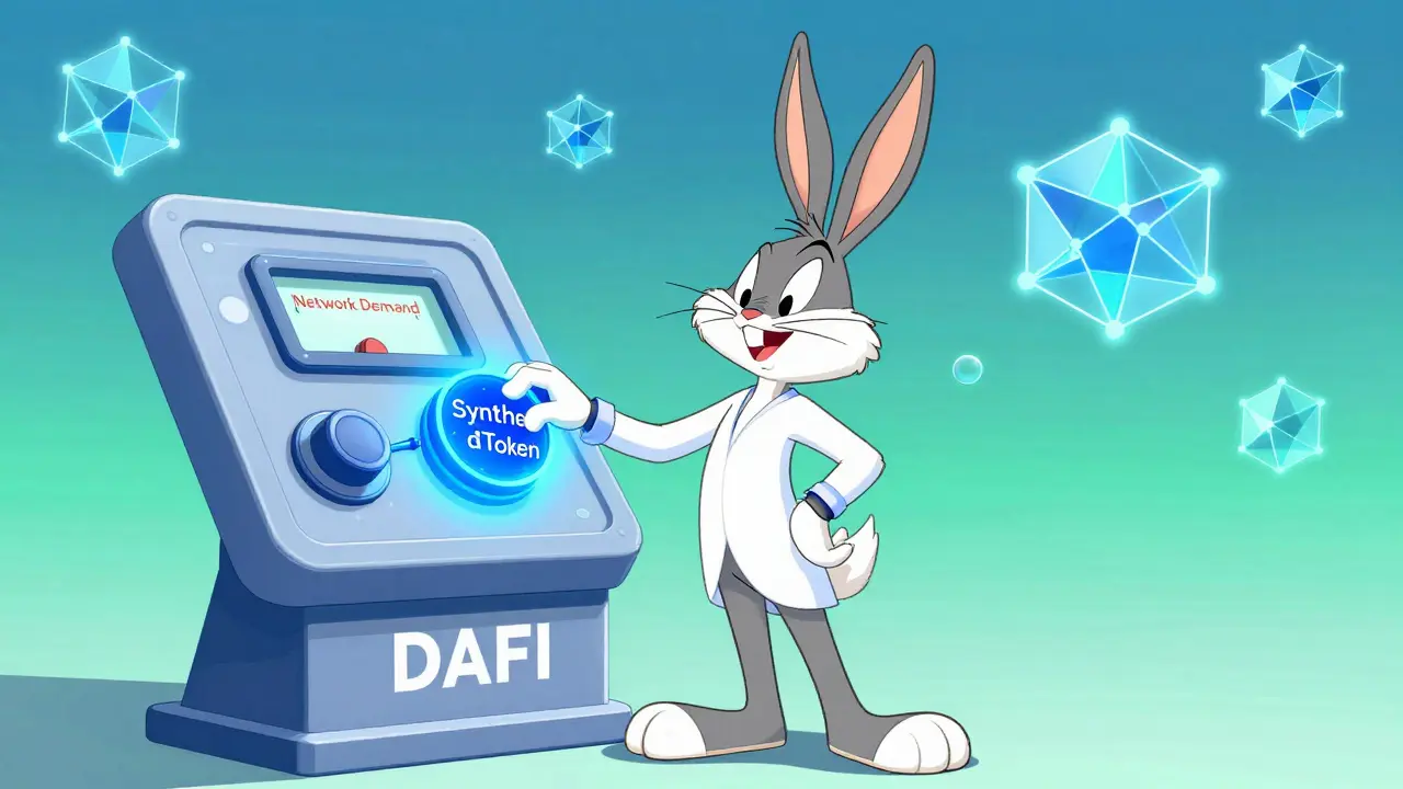 Clever rabbit character managing synthetic token rewards via demand metrics