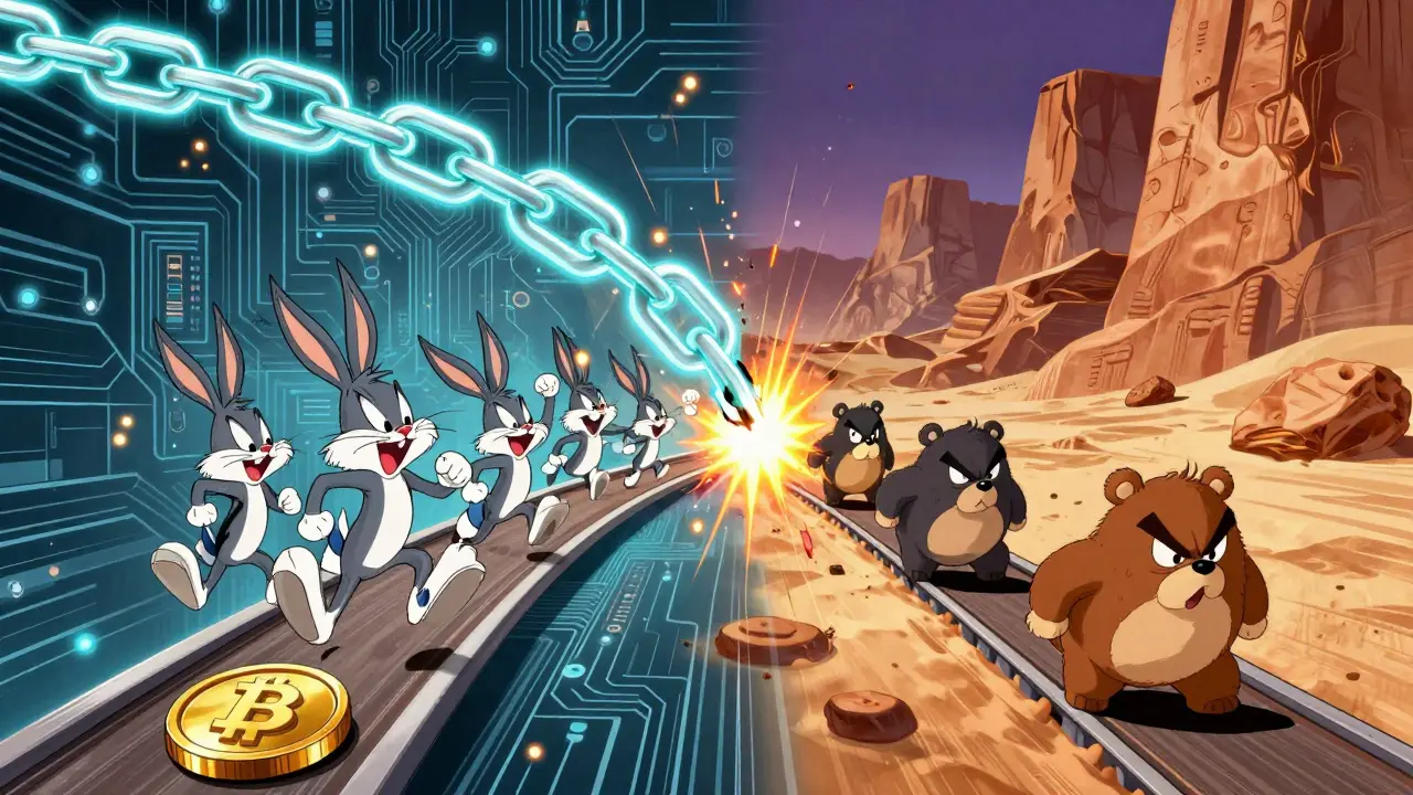 Digital chain splitting into two paths with divided cartoon groups