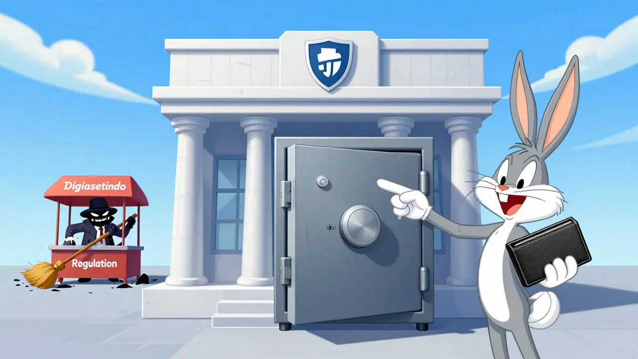 Hero choosing a safe regulated exchange over a risky one