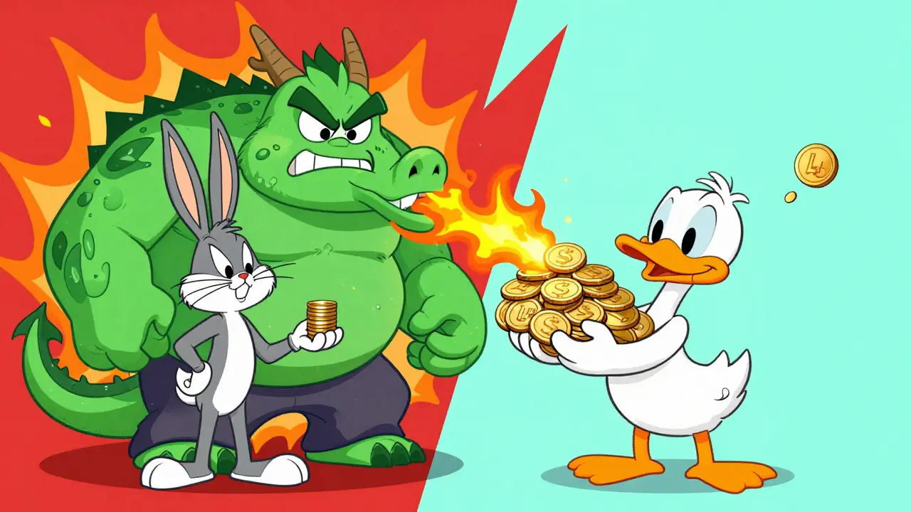 Cartoon rabbits comparing low LFJ fees vs high Ethereum gas