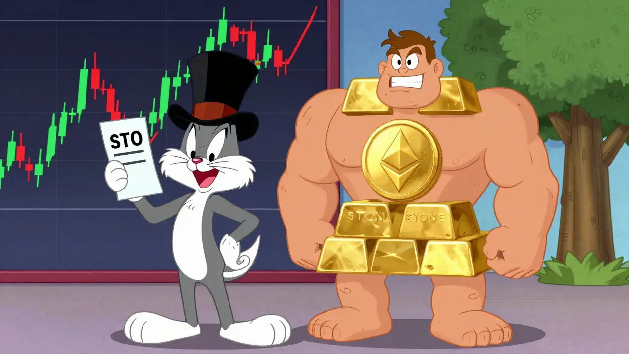 Two cartoon characters representing governance and yield tokens side by side