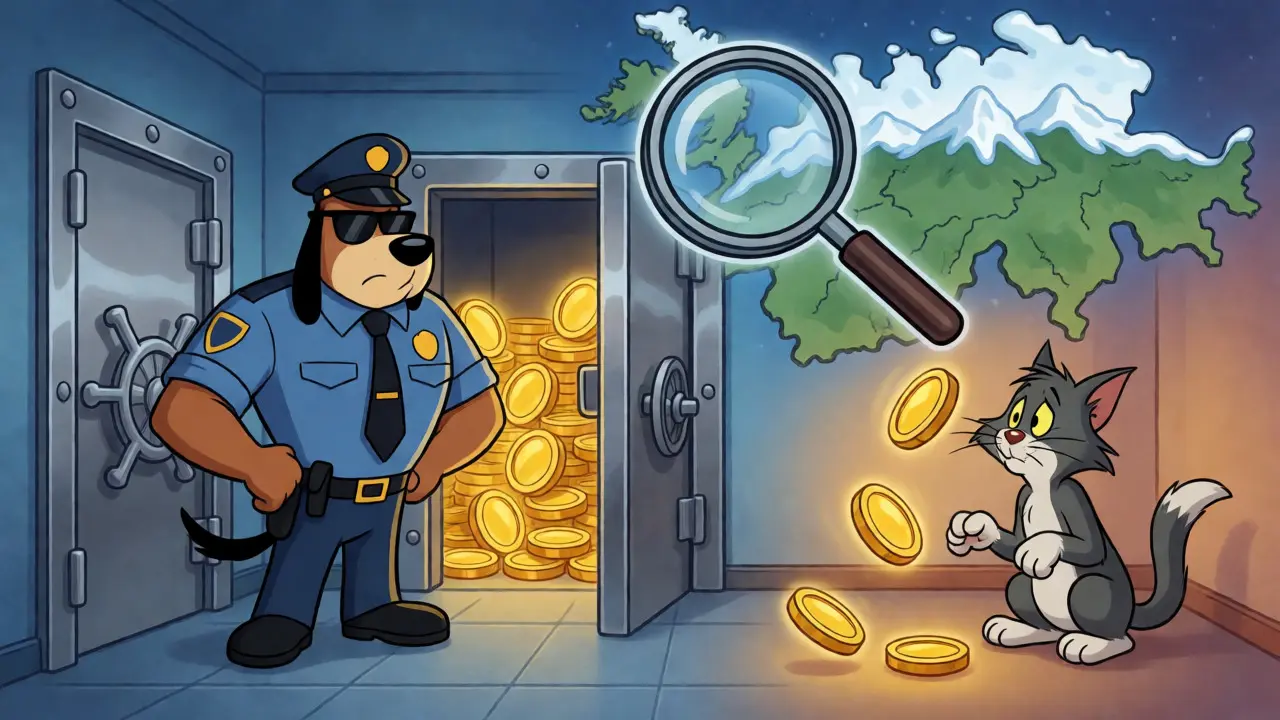 Cartoon vault guarding most assets in cold storage