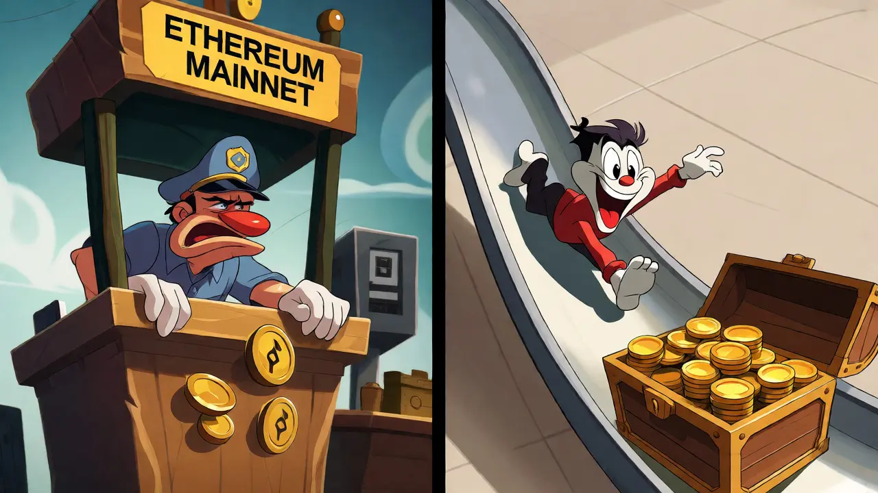 Comparison of expensive mainnet fees vs cheap Velodrome swaps