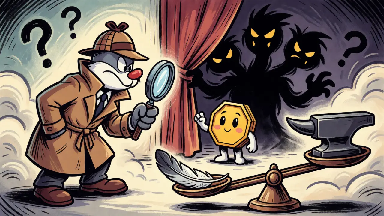 Detective revealing a hidden max supply monster behind a cute token
