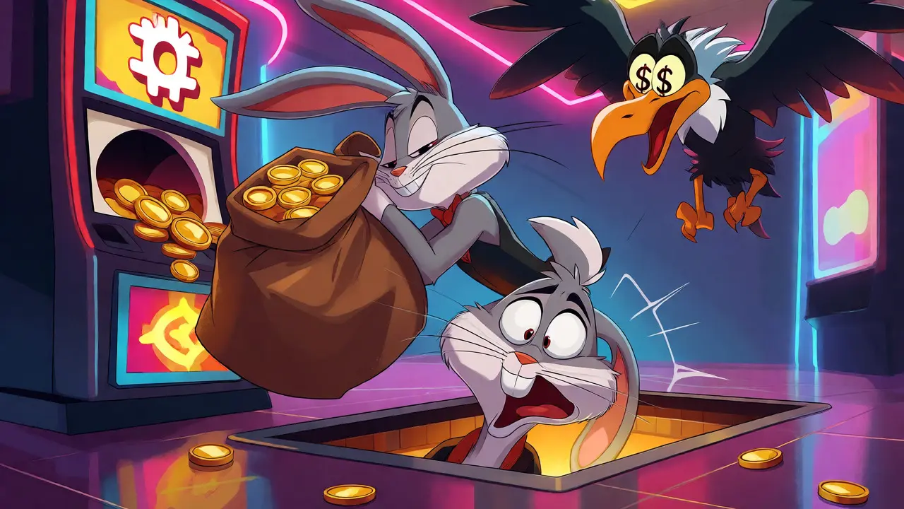 Rabbit falling into trap while depositing crypto funds